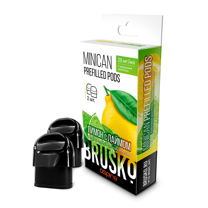 Предзаправленный картридж BRUSKO MINICAN PREFILLED PODS - Лимон с лаймом 2,4мл (цена за 1 шт.)